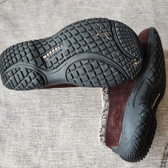 Merrell Kids Encore Chill Slides Brown Suede Slip Ons Faux Fur size 9 - Picture 2 of 3